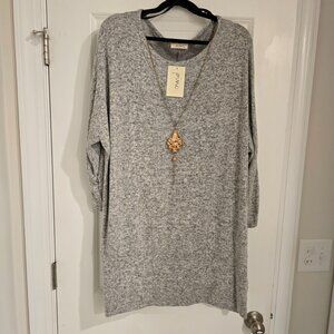 BRAND NEW Pinc Sweater Dress with Attached Necklace in 3x